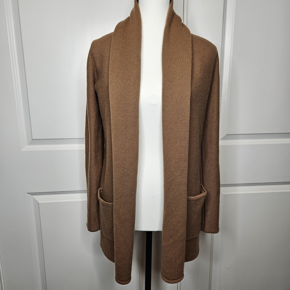 Babaton Wool Cashmere Open Front Cardigan‎ Sweater Size XXS Brown Shawl Collar